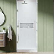 Ove Decors Tampa-Pro 32 in. L x 32 in. W x 72 in. H Alcove Shower Kit with Pivot Frameless Shower Door and Shower Pan in Nickel